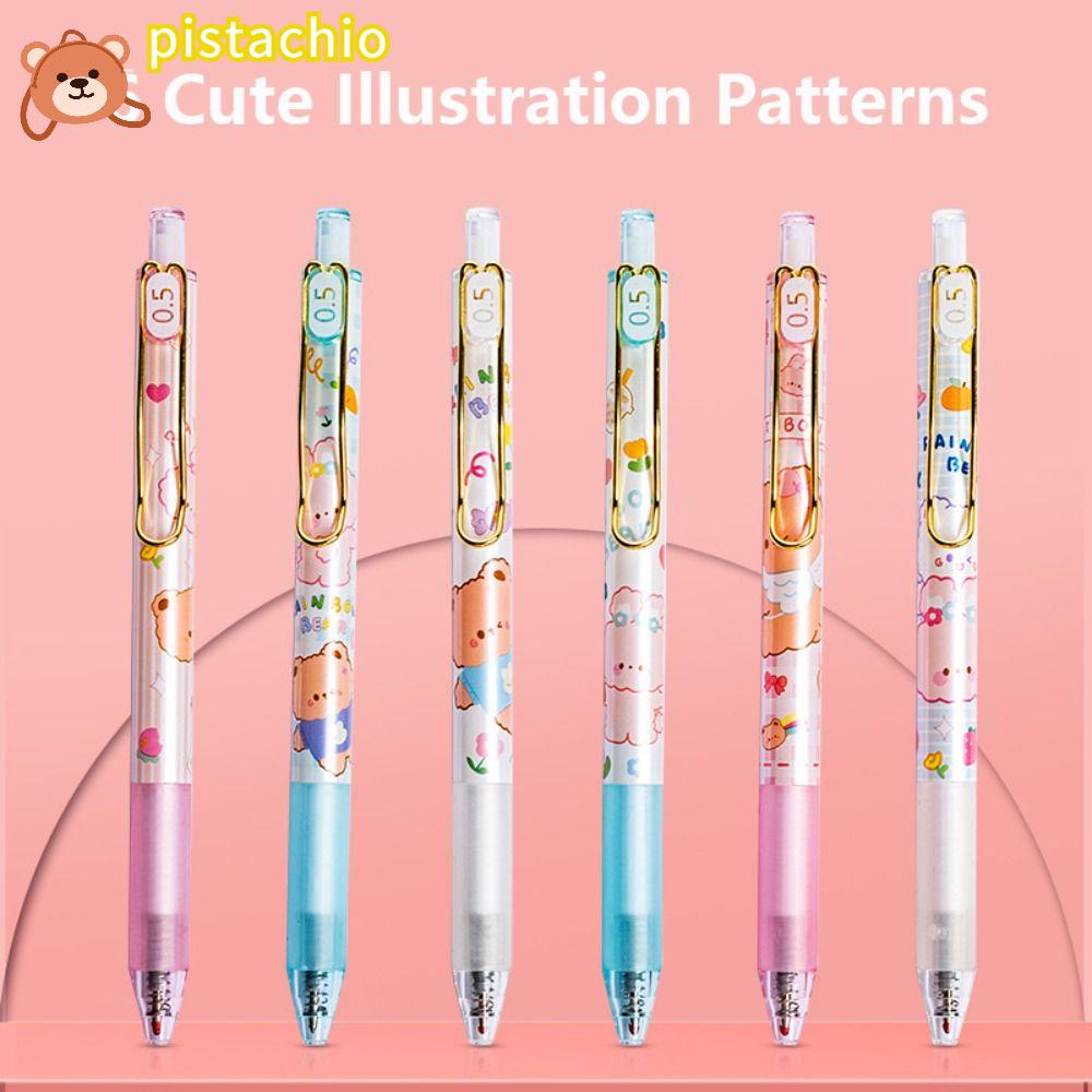 PISTA Set 6 Bút Bi Đầu Ngòi 0.5mm Cho Học Sinh