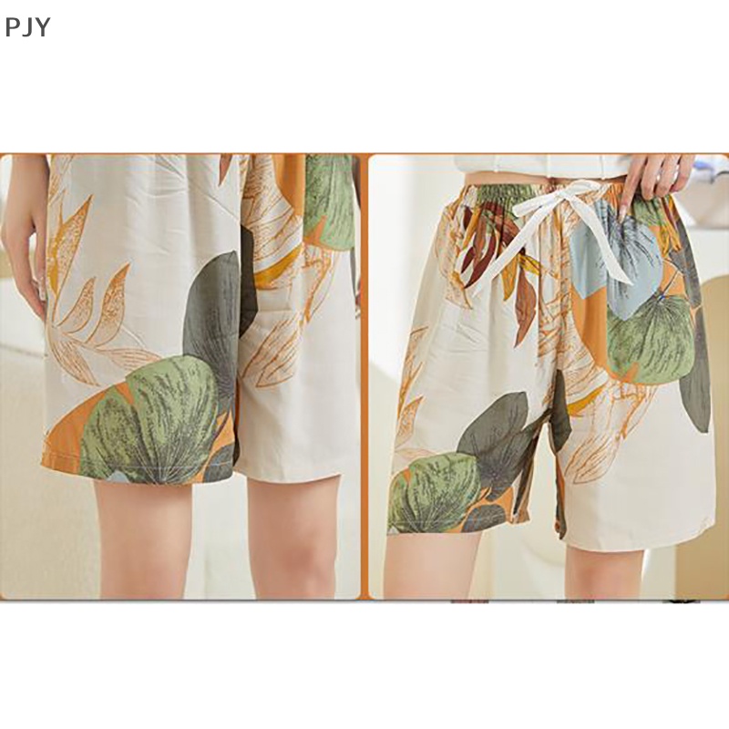 Quần Short Lưng Thun Dây Rút Ống Rộng In Họa Tiết Hoa Phong Cách Bohemian Thời Trang Mùa Hè Cho Nữ PJ