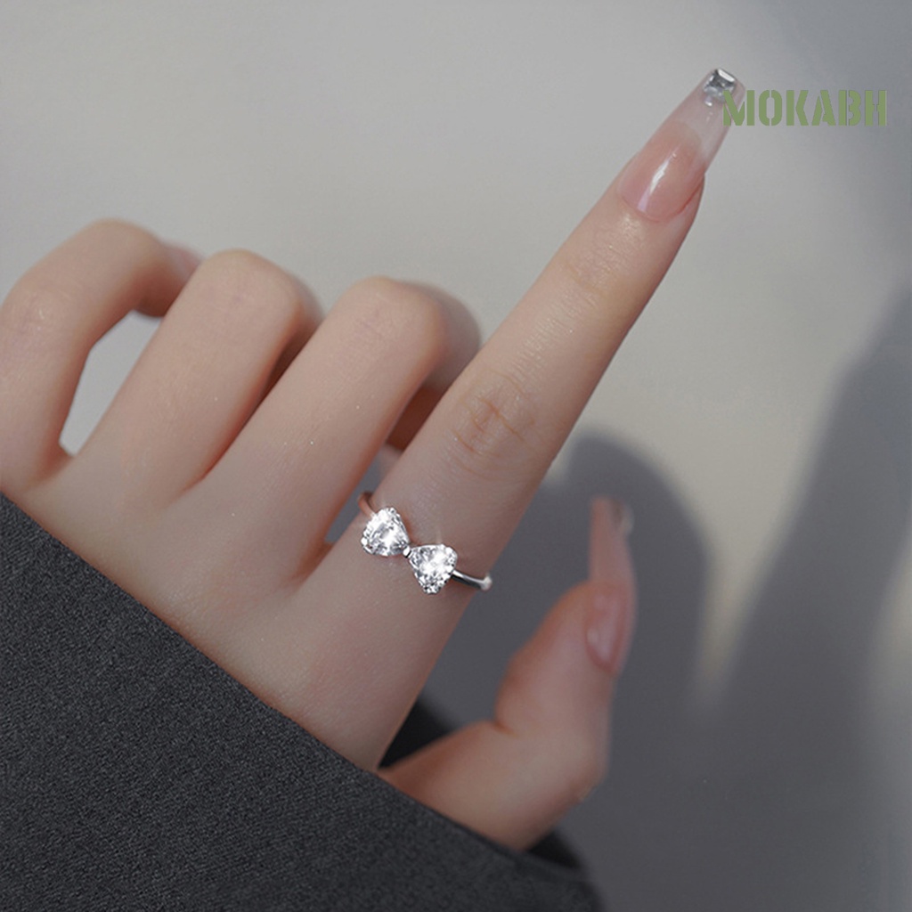 Nhẫn Hở Hình Nơ Đính Đá Lấp Lánh Dễ Phối Đồ Thời Trang Dự Tiệc Cho Nữ