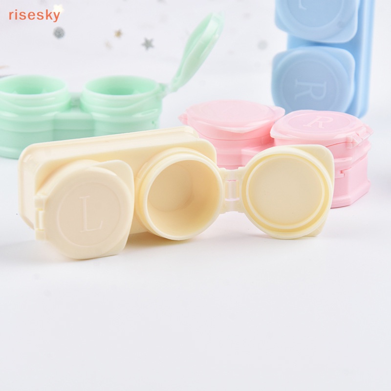 [risesky] Ốp Điện Thoại Kính Áp Tròng Màu Macaron Phong Cách Đơn Giản Có Giác Hút Và Hộp Đựng Kính Áp Tròng Cho Nữ Mang Đi Du Lịch