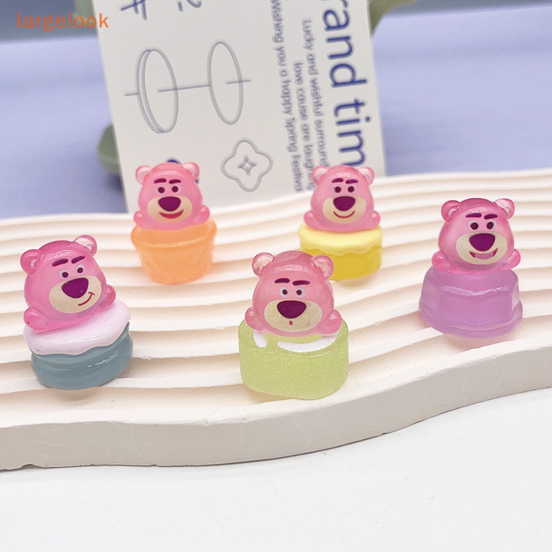 1 Tượng Gấu Và Dâu Tây Hoạt Hình Mini Bằng Nhựa Resin Phát Sáng Trang Trí Bánh Kem
