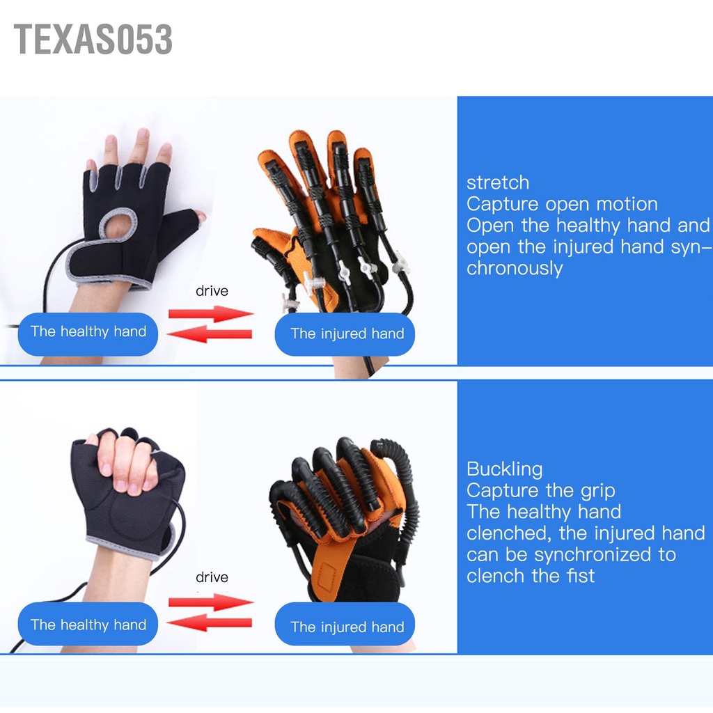 Texas053 Nẹp phục hồi chức năng ngón tay Van khí Gương trái Găng Tay phải Huấn luyện hồng ngoại Phích cắm US 110‑240V
