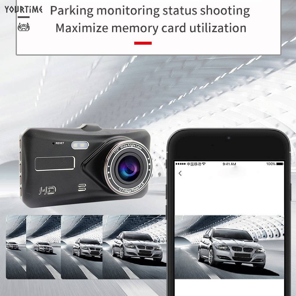 Camera Chiếu Hậu Ống Kính Kép DVR APP Interlink 4 Inch Tự Động Với Cảm Biến G Cho Xe Hơi