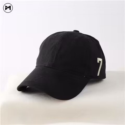 Mũ Lưỡi Trai Cotton Mềm Thêu Số 7 Màu Be Phong Cách Mỹ Hàng Mới 2023