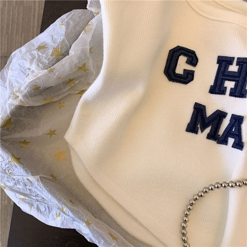 Áo Croptop Sát Nách In Chữ Phong Cách Hàn Quốc Thời Trang Mùa Hè Cho Bé Gái