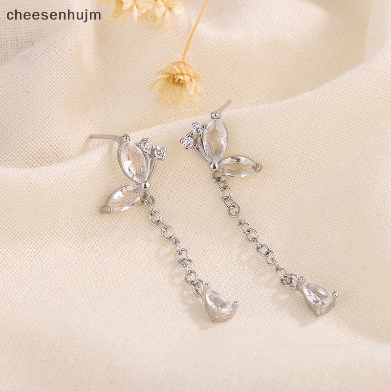 Bông Tai Dáng Dài Hình Bướm Đính Đá Zircon Lấp Lánh Thời Trang Dự Tiệc Cho Nữ