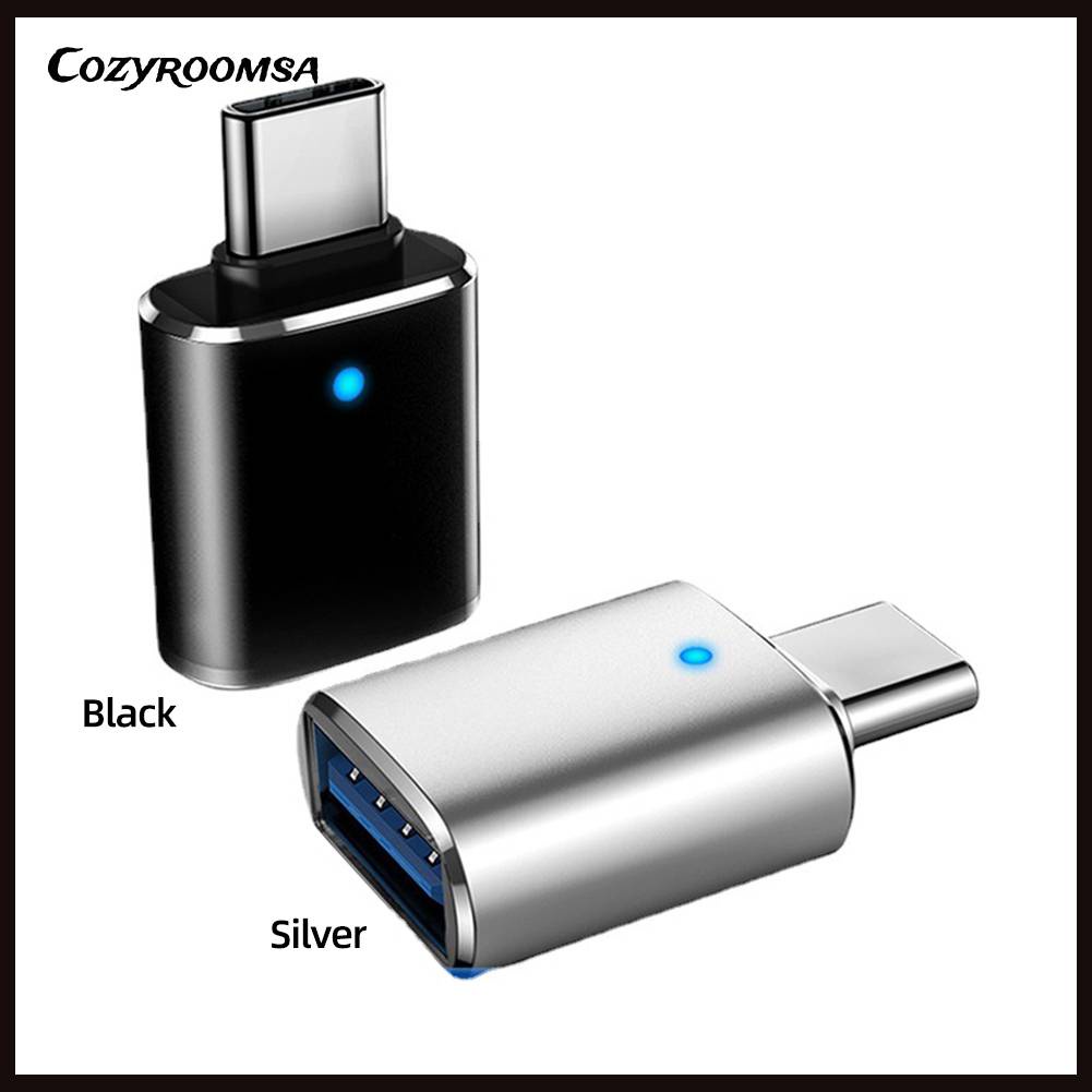 Bộ Chuyển Đổi Sạc Nhanh Type-C Sang USB OTG 3A Có Đèn LED Báo Hiệu