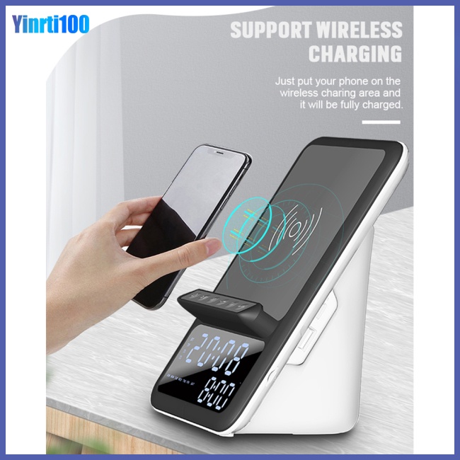 Loa Bluetooth Không Dây Kiêm Đế Sạc Và Đồng Hồ Báo Thức Yinrti