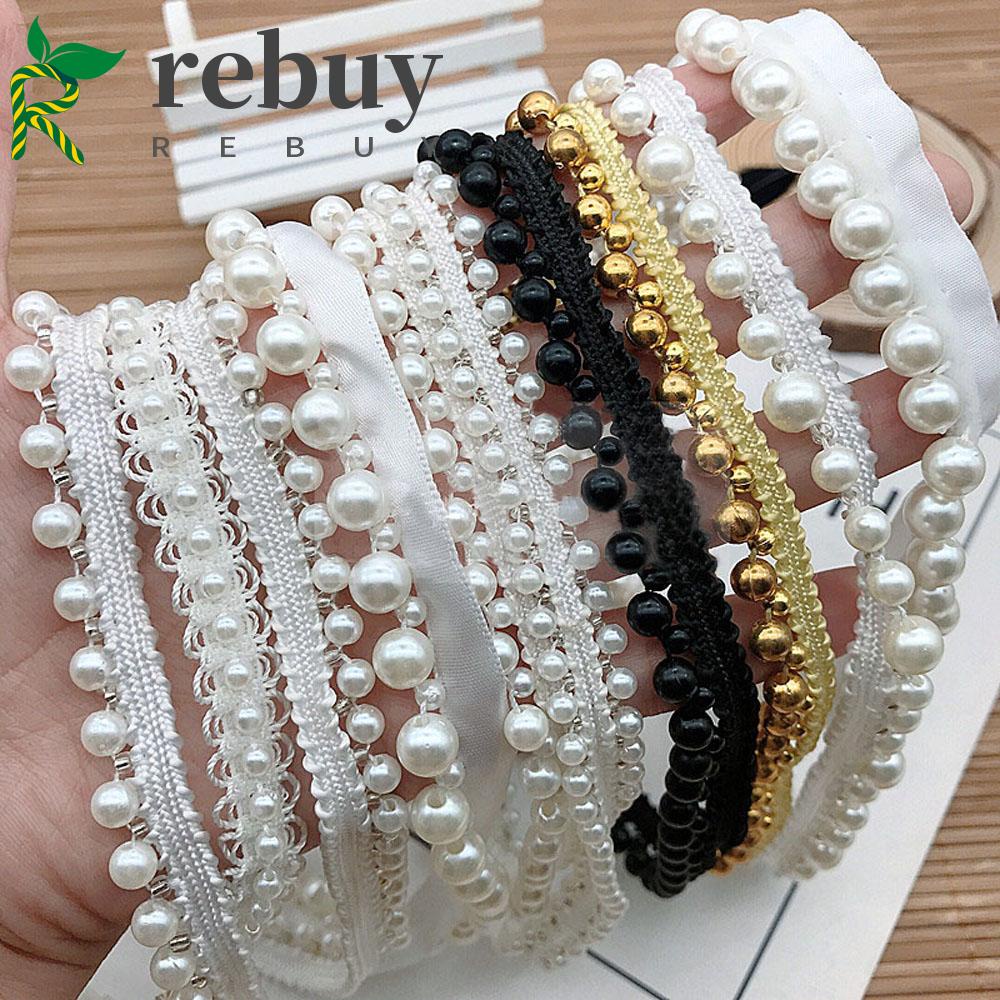 Dải Dây Ren Đính Ngọc Trai Dài 1 Yard Dùng Trang Trí Quần Áo Cô Dâu DIY