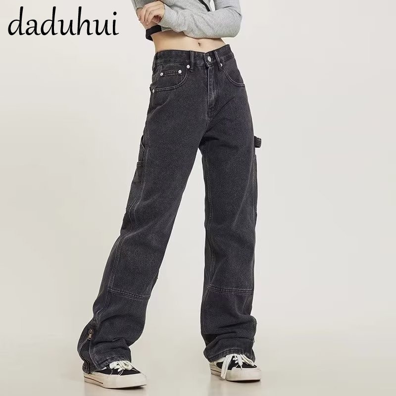 Daduhui New American Ins High Street Hip Hop Jeans Niche High Waist Loose Wide Leg Pants Large Size Trousers