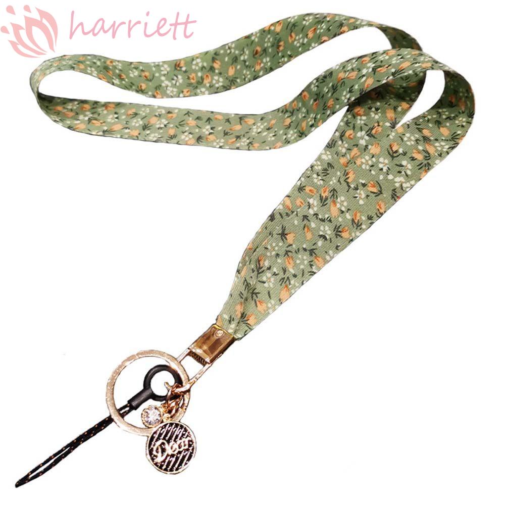 Dây Đeo Điện Thoại / Chìa Khóa / Thẻ ID Bằng Lụa Chống Thất Lạc Họa Tiết Hoa Xinh Xắn Tiện Dụng