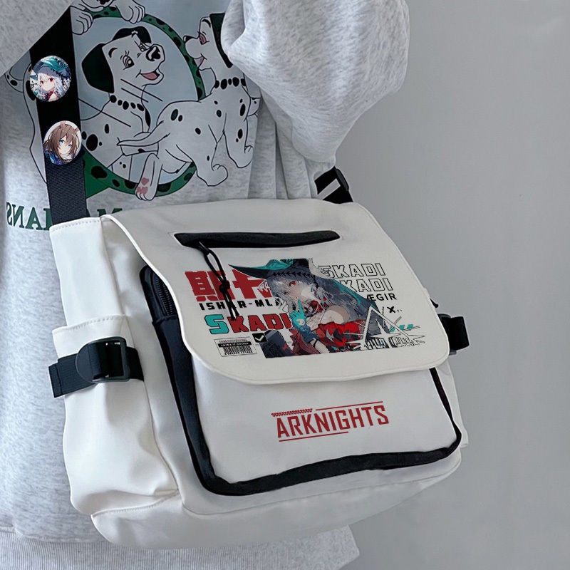 Arknights Anime Tomorrow's Ark shoulder bag junior high school students female male crossbody large capacity bag hundred match silver gray hatred white order heavy Yue