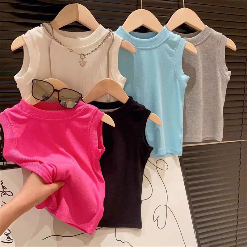 Hàng Có Sẵn Áo Sát Nách Co Giãn Màu Trơn Phong Cách Phương Tây Mùa Hè Hợp Thời Trang Cho Nữ