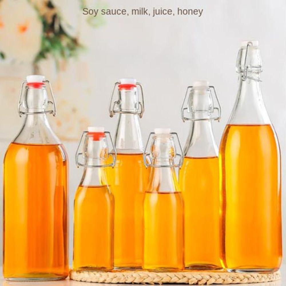 Chai Thủy Tinh Nắp Lật Tròn Có Kẹp Tiện Dụng Cho Nhà Bếp