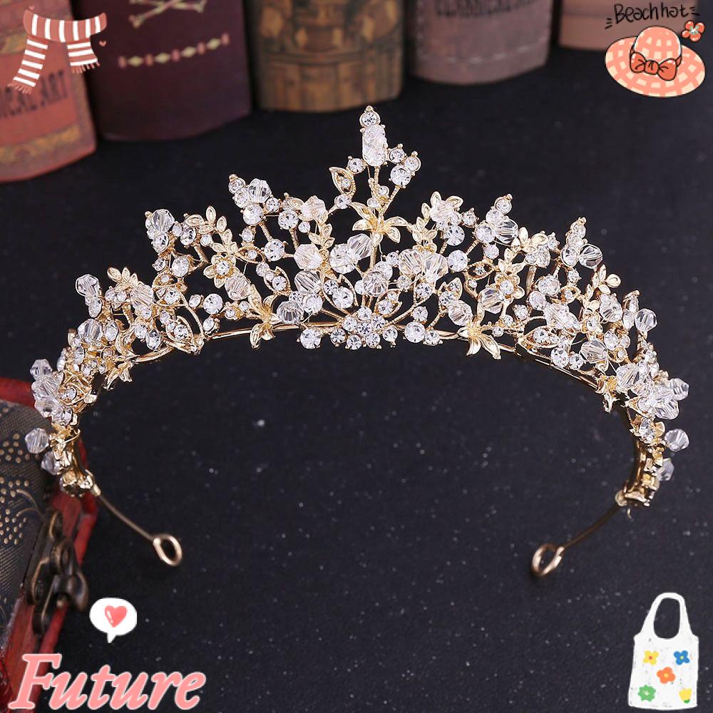 Băng Đô Cài Tóc Hình Vương Miện Đính Hạt Handmade Phong Cách Baroque Dành Cho Nữ