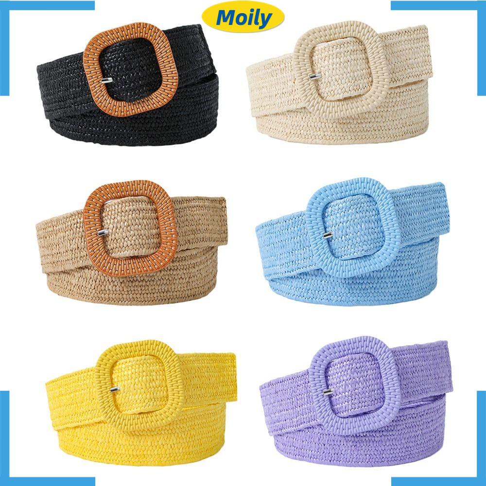 Thắt Lưng Đan Rơm Bản Rộng Phong Cách Bohemian Cho Nữ