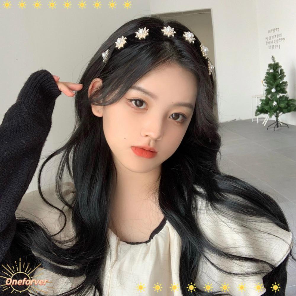 Băng Đô Cài Tóc Giả Nhung Họa Tiết Bông Tuyết Dành Cho Nữ