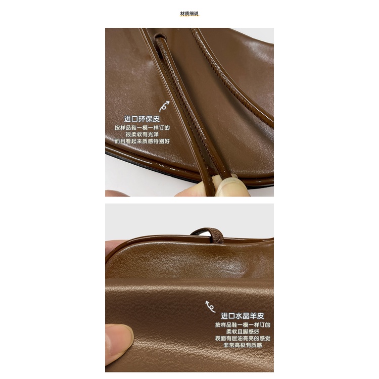 [sheii Su Yinyin] Dép Cao Gót Mũi Vuông Bằng Da Thật Hai Cách Mang Phong Cách Pháp Cho Nữ