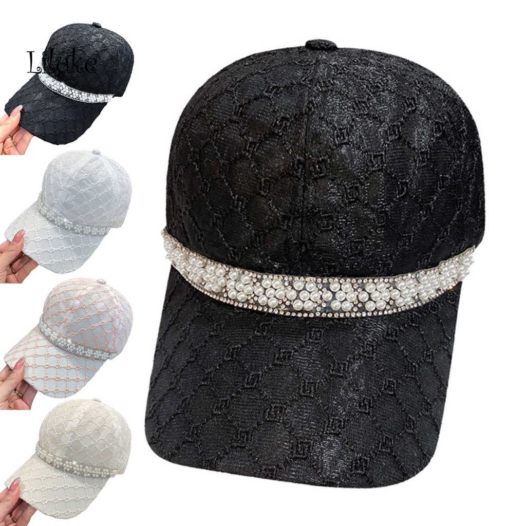 Mũ Lưỡi Trai Phối Lưới Đính Ngọc Trai Giả Thời Trang Cho Nữ