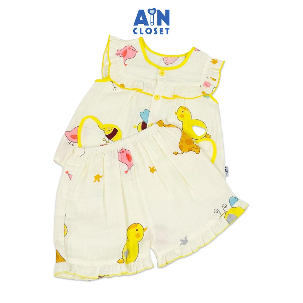 Bộ quần áo Ngắn bé gái họa tiết Ong Vàng xô sợi tre - AICDBGYXC9A3 - AIN Closet