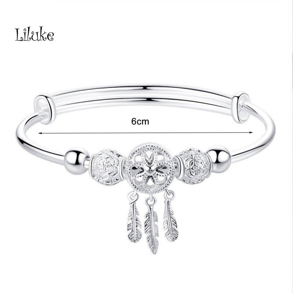 Vòng Tay Hợp Kim Mạ Bạc Trang Trí Lông Vũ Màu Sắc Thời Trang Cho Nữ