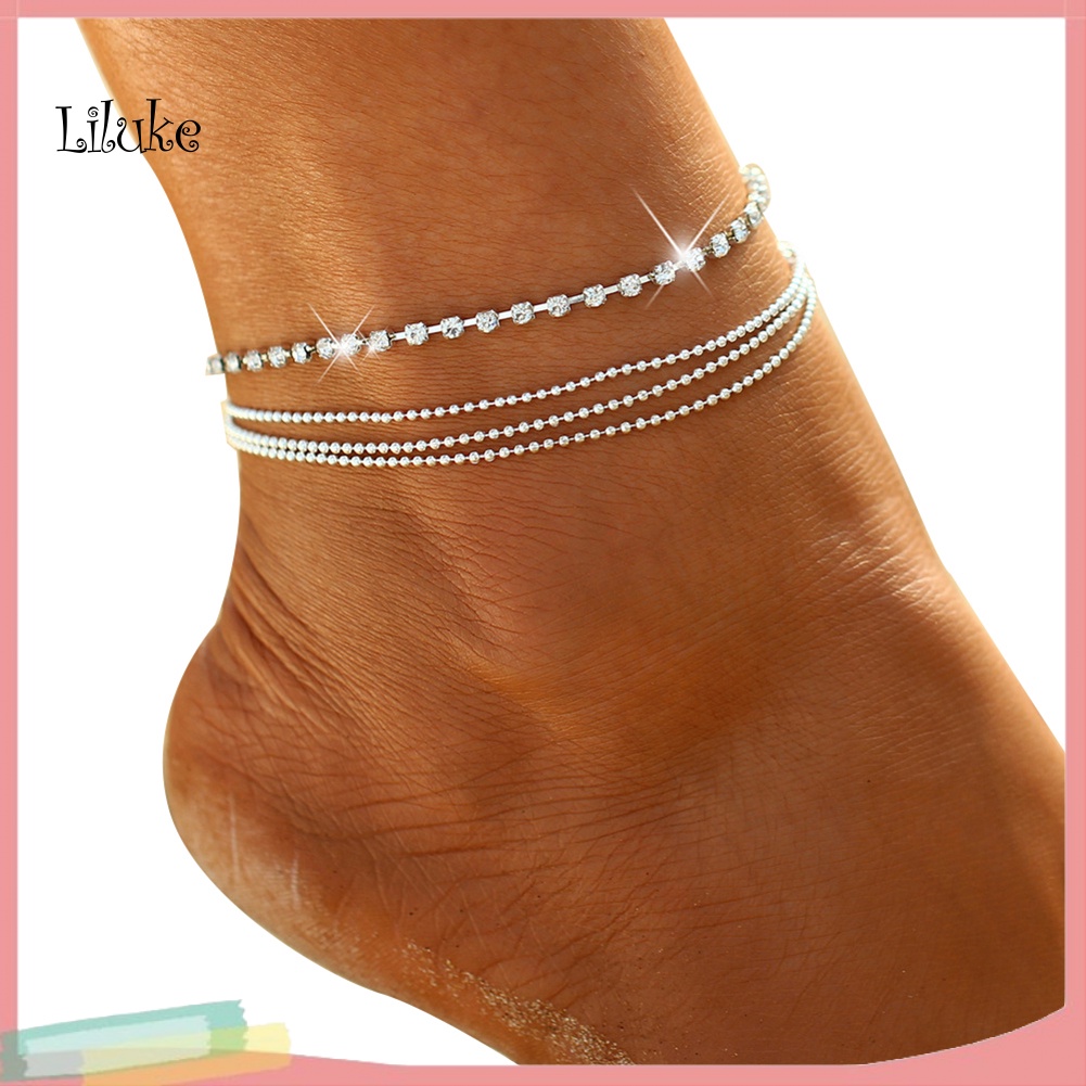 Lắc Chân Hợp Kim Nhiều Lớp Trang Trí Đá Phong Cách Bohemian Cho Nữ