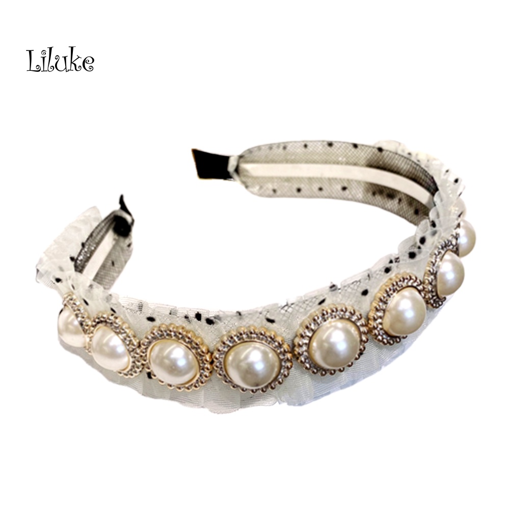 Băng Đô Vải Tuyn Đính Ngọc Trai Giả Thời Trang Cho Nữ