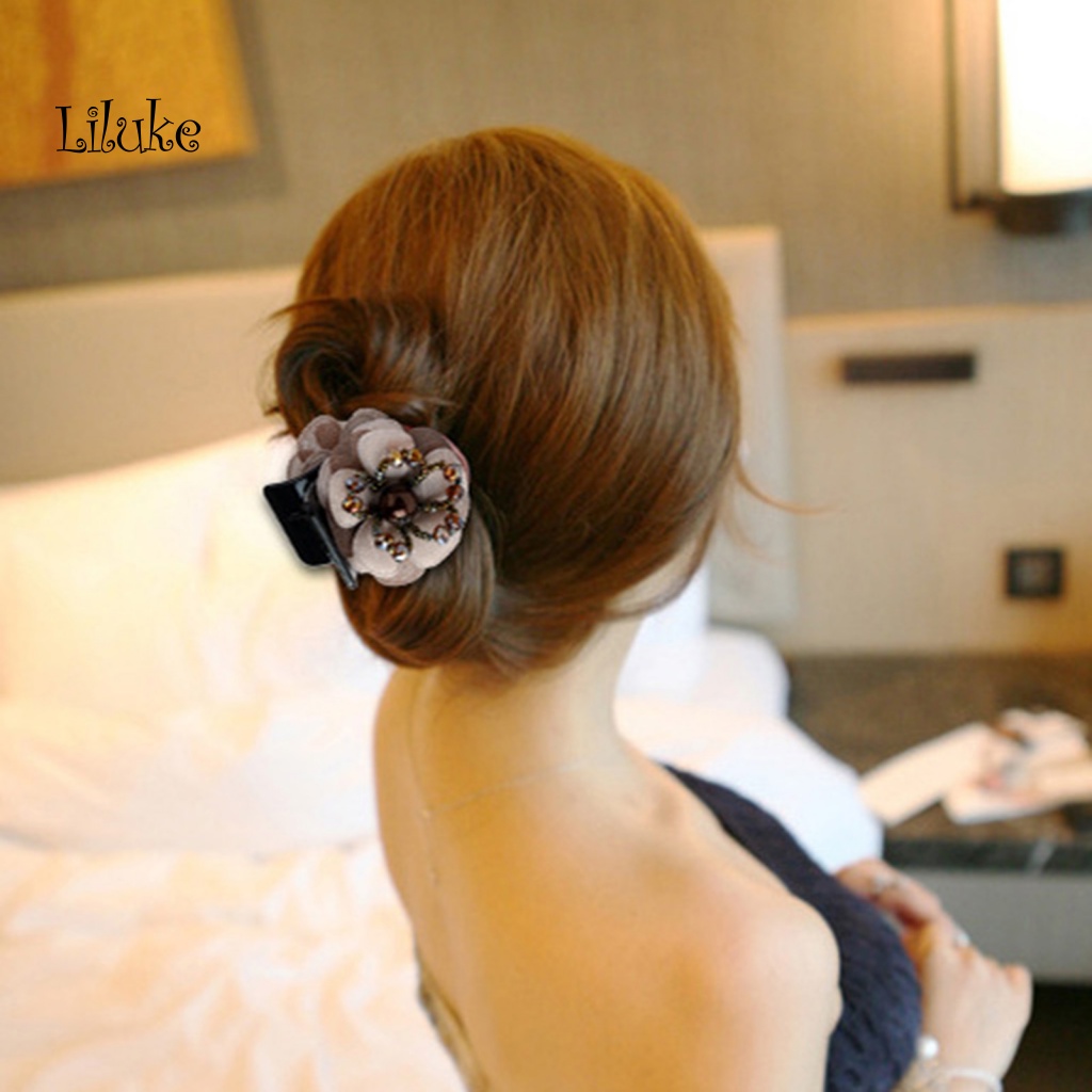 Kẹp Tóc Hợp Kim Trang Trí Hoa Đính Đá Xinh Xắn Cho Nữ