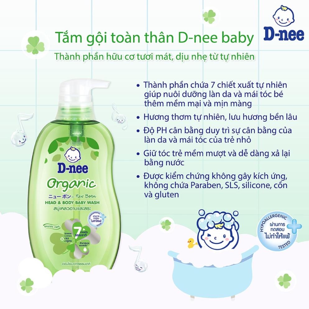 COMBO 2 Chai Sữa tắm gội toàn thân Dnee cho bé 800ml , Sữa tắm gội thái an toàn cho bé an tâm cho mẹ ...