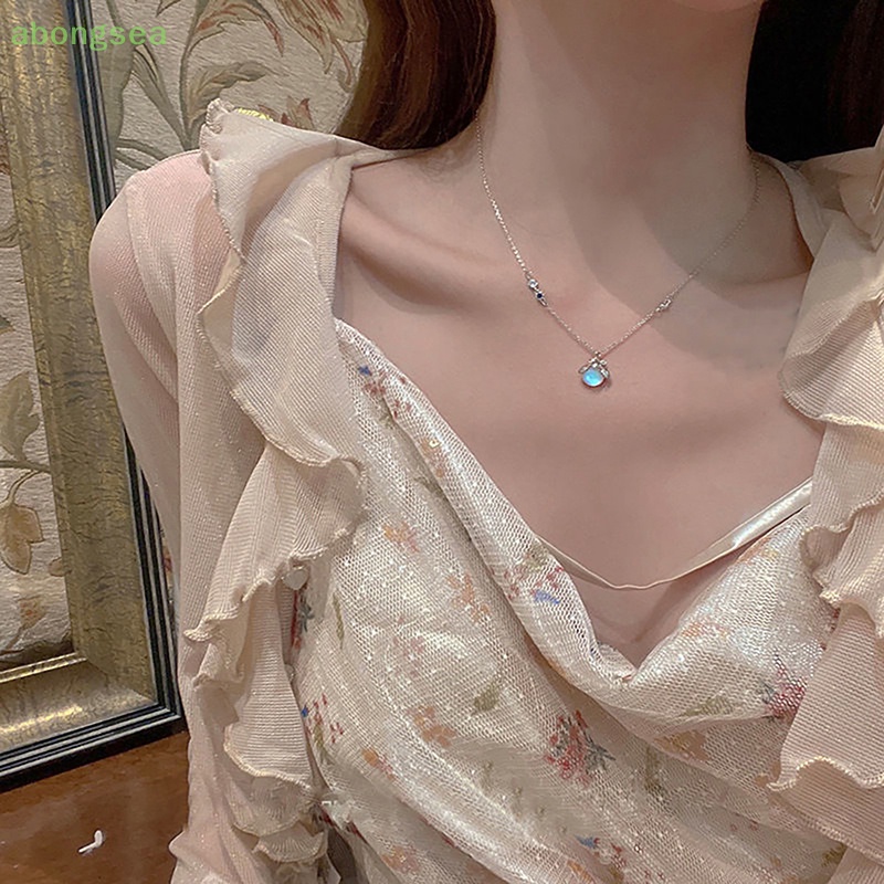 Abongsea Vòng cổ Hợp Kim Màu Bạc Phong Cách Vintage Hàn Quốc Cho Nữ