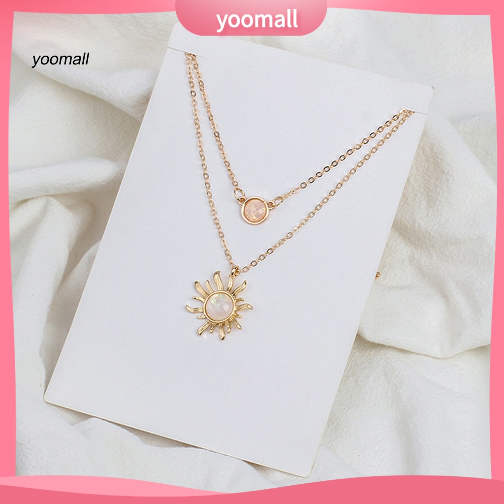 Vòng cổ Hai Lớp Mặt Hoa Hướng Dương Sáng Bóng Tinh Tế Cho Nữ