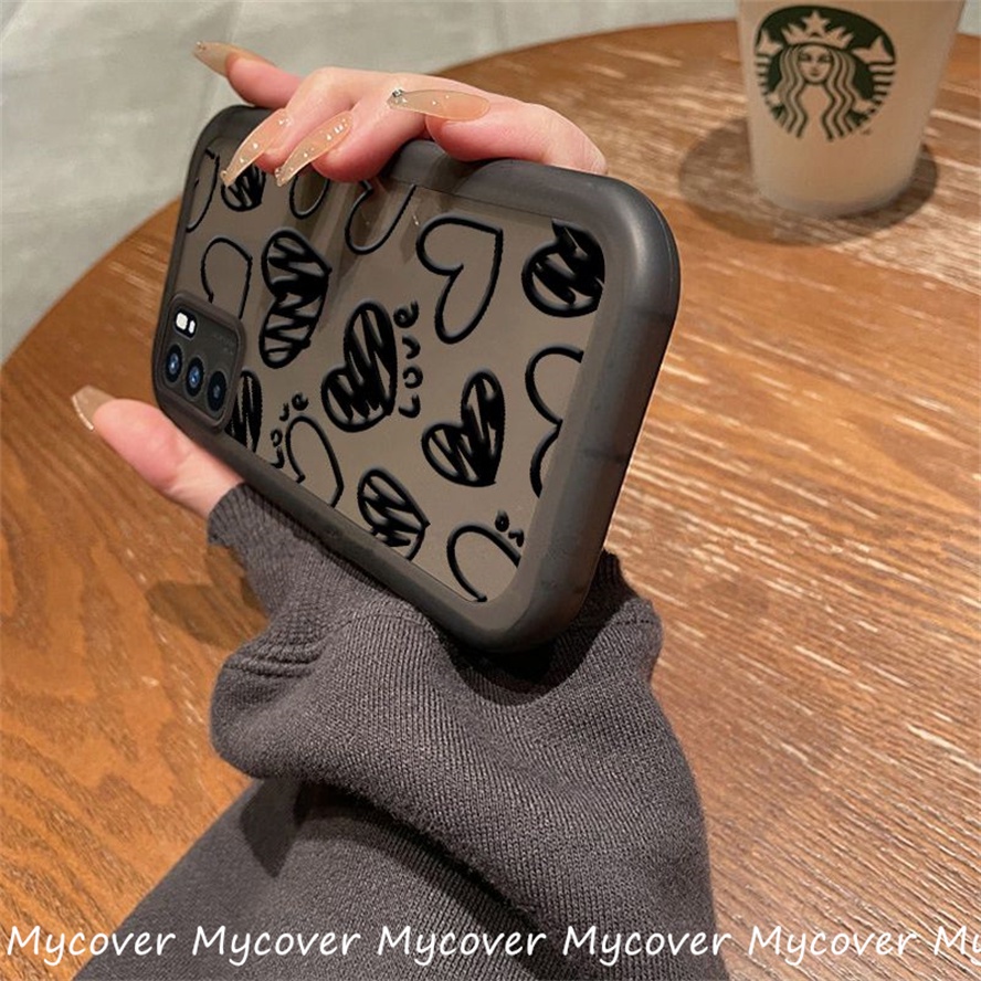 Ốp Điện Thoại Silicon Mềm Họa Tiết Trái Tim Màu Trắng Đen Cho iPhone 11 13 12 14 Pro Max X XR Xs Max 6 7 8 Plus