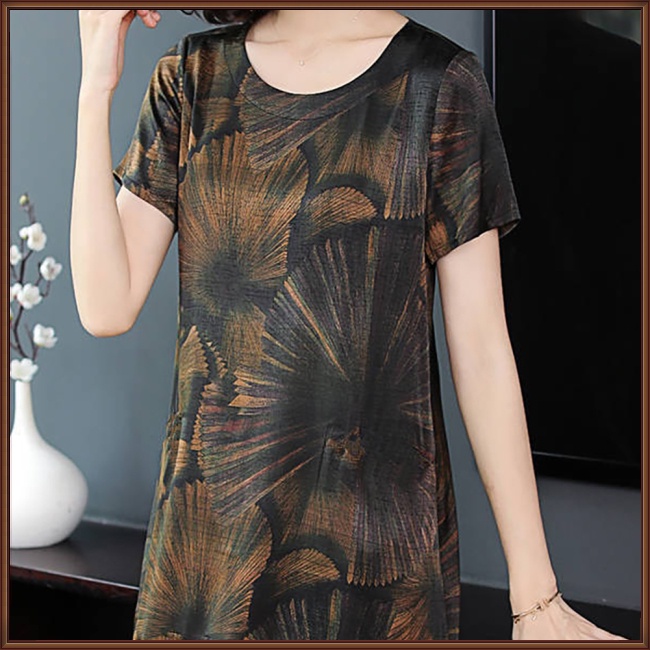 Đầm Dáng Chữ A Tay Ngắn Dáng Rộng Lưng Cao In Họa Tiết Xinh Xắn Thời Trang Mùa Hè Cho Nữ