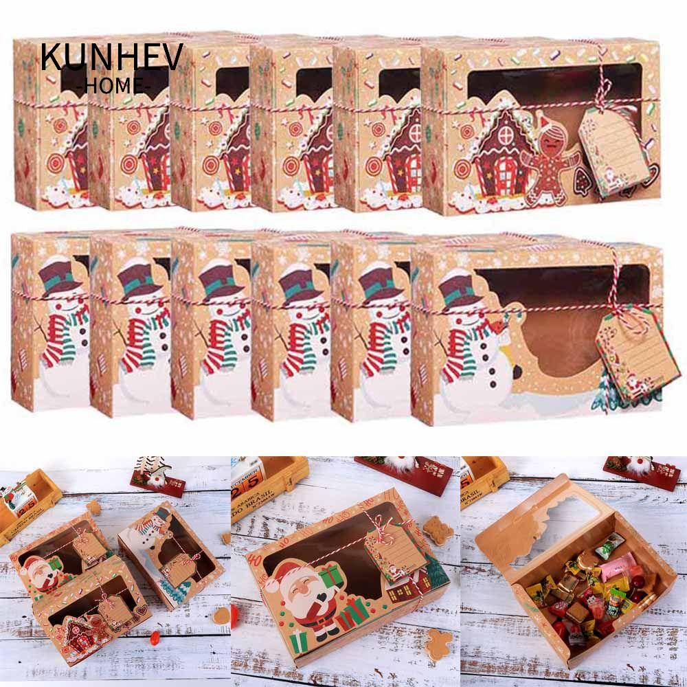 KUNHEV Set 3 / 6 / 9 / 12 Hộp Giấy Kraft Hình Ngôi Sao Đựng Quà Giáng Sinh