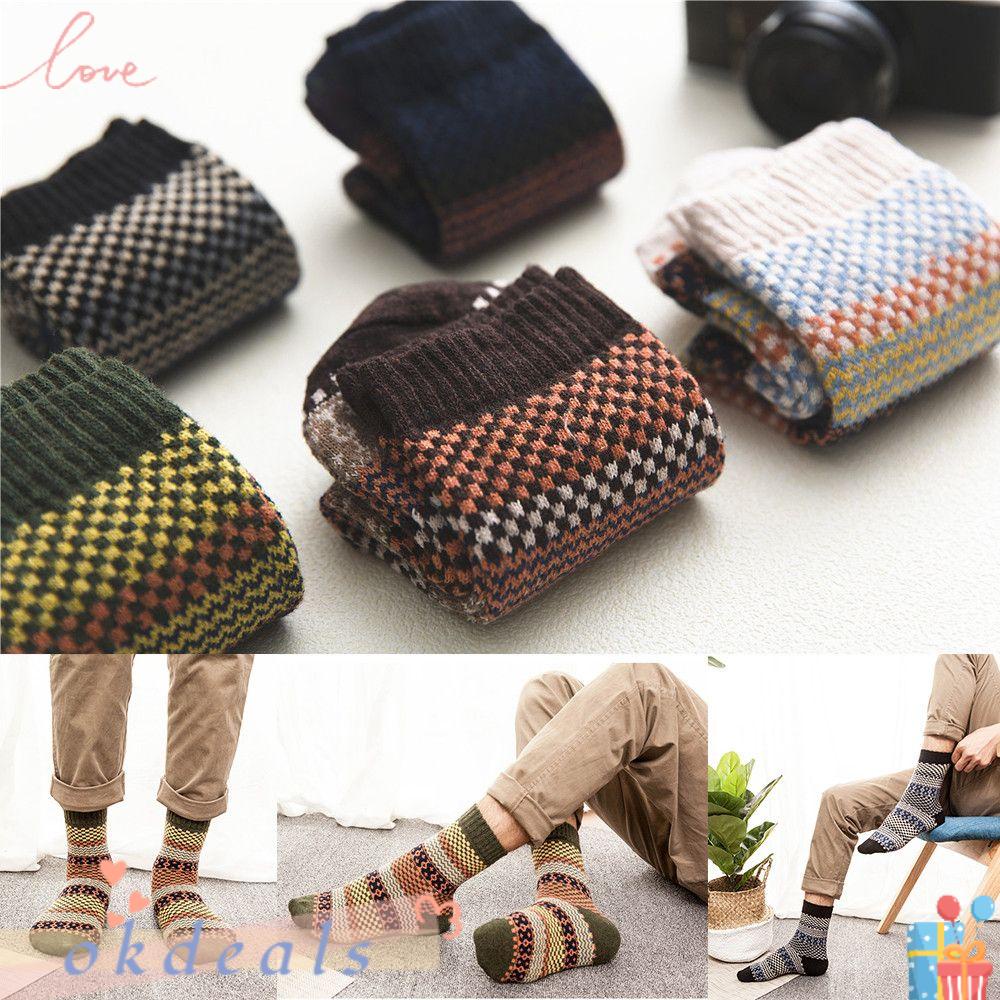 Vớ Len Cashmere Dày Giữ Ấm Họa Tiết Giáng Sinh Thời Trang