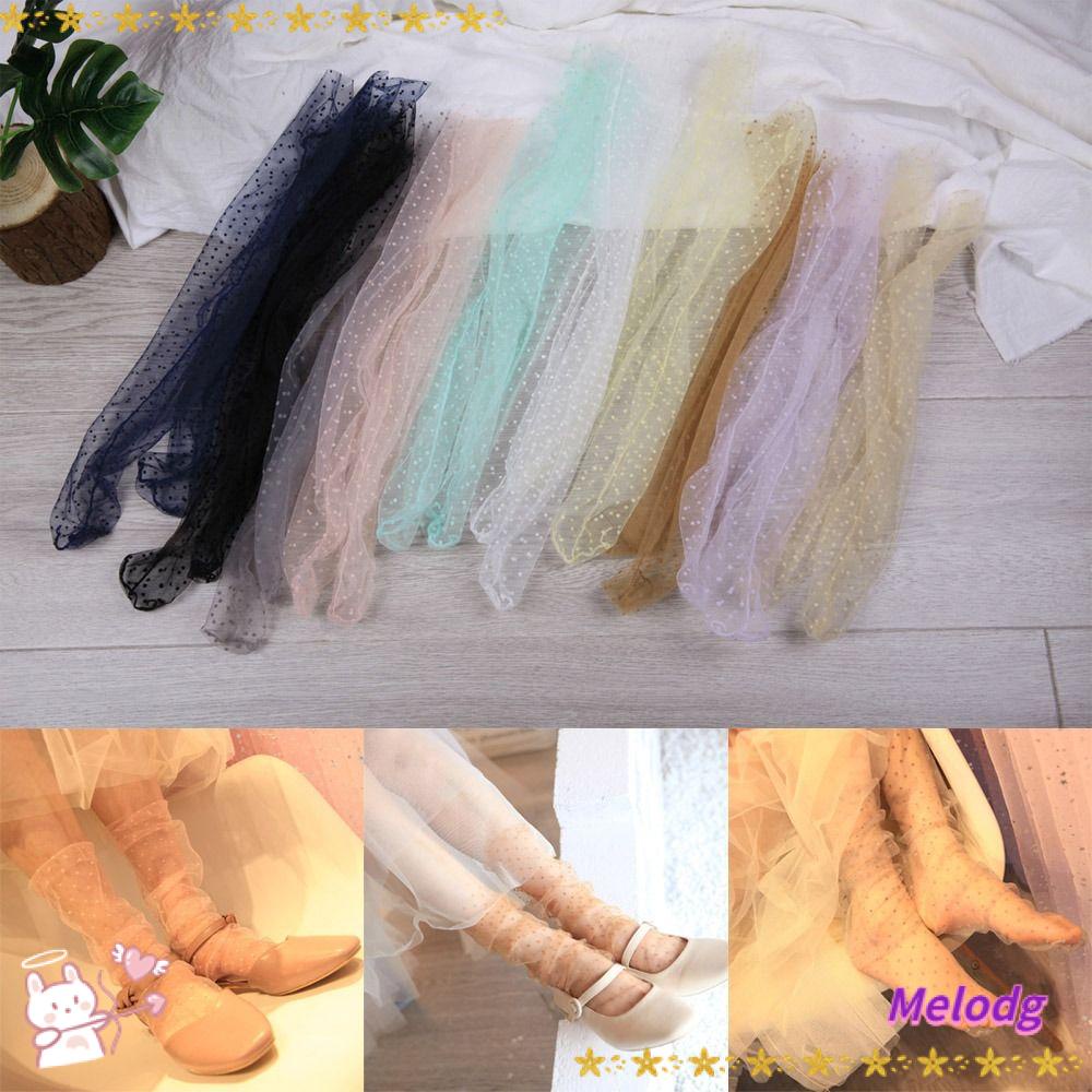 MELODG Vớ Vải Tuyn Siêu Mỏng Thoáng Khí In Họa Tiết Chấm Bi