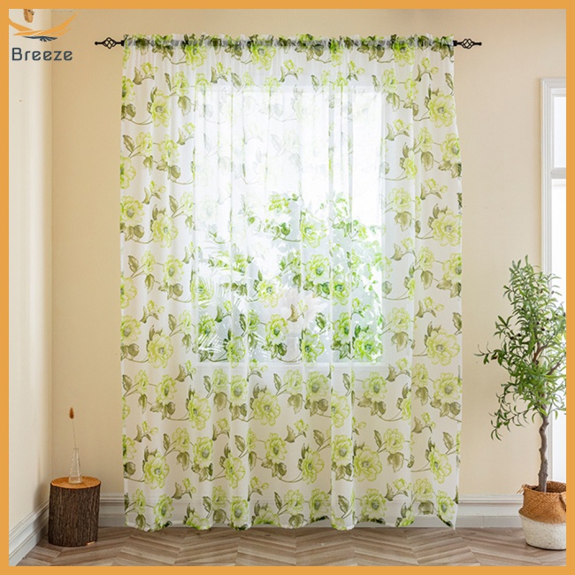 1 Tấm Rèm Cửa Sổ Mỏng In Hoa Hiện Đại Có Túi Trang Trí Nhà Cửa
