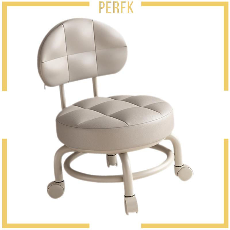 [Perfk] Ghế Lăn Tròn Thấp Làm Sạch Tựa Lưng Cho Tiệm Cắt Tóc / Nhà Bếp