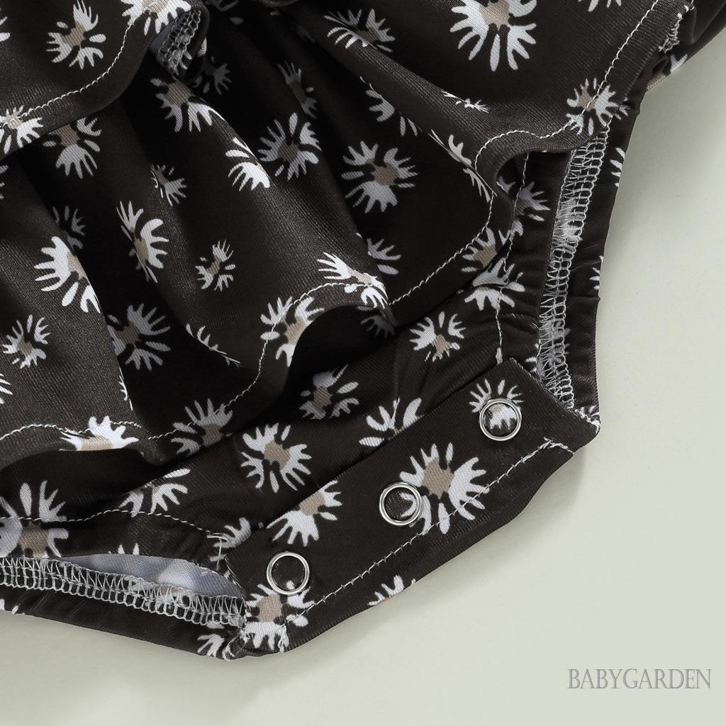 Bộ Áo Liền Quần Không Tay In Hình Bò Sữa / Hoa Cúc Dành Cho Bé Gái 0-18 Tháng Tuổi