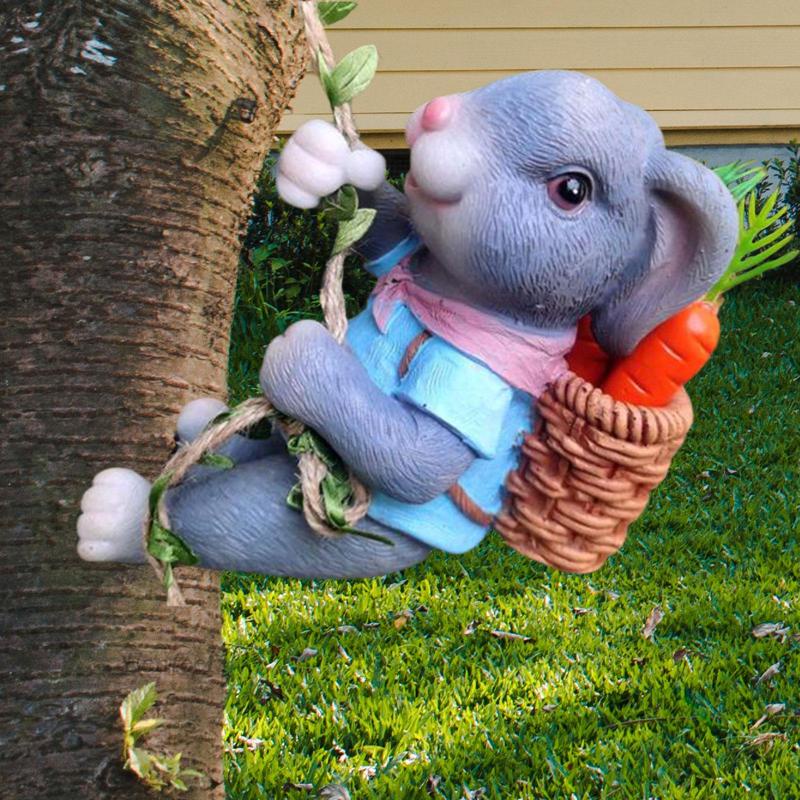 [Fenteer1] Tượng Thỏ Điêu Khắc Cao Cấp Treo Sân Vườn Ngoài Trời Cho Sân Vườn