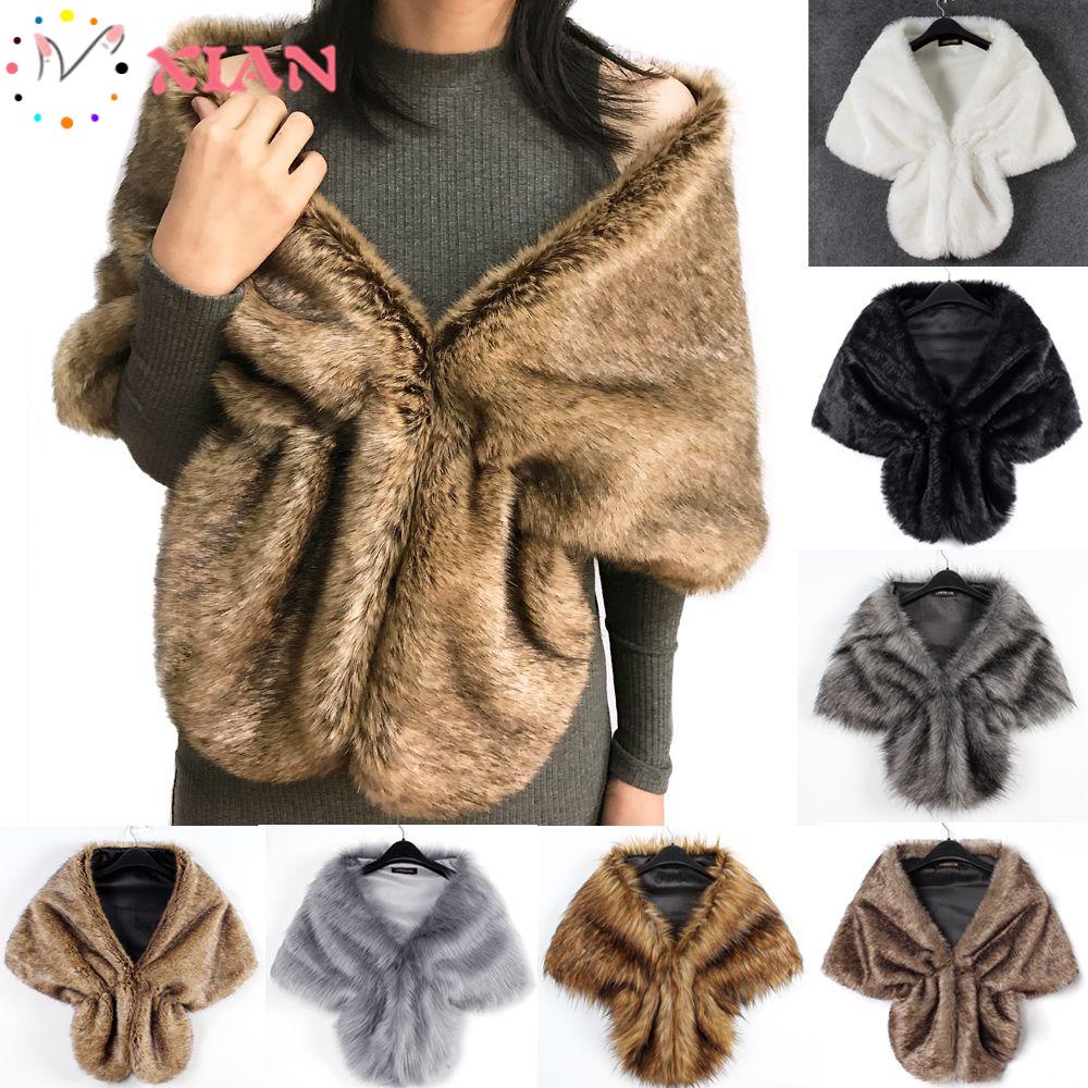 XIANTIN Xiantin Áo Choàng Lông Cáo Giả Giữ Ấm Không Lộ Viền Thời Trang Cho Nữ