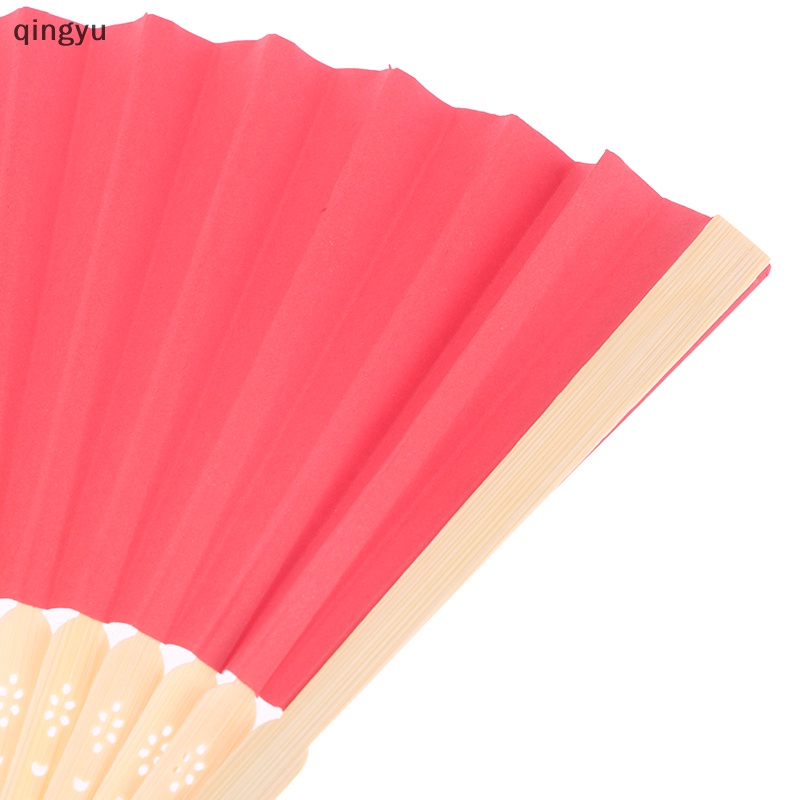 Quạt Xếp Cầm Tay Màu Trơn Phong Cách Trung Hoa Cổ Điển DIY