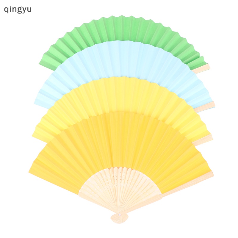 Quạt Xếp Cầm Tay Màu Trơn Phong Cách Trung Hoa Cổ Điển DIY