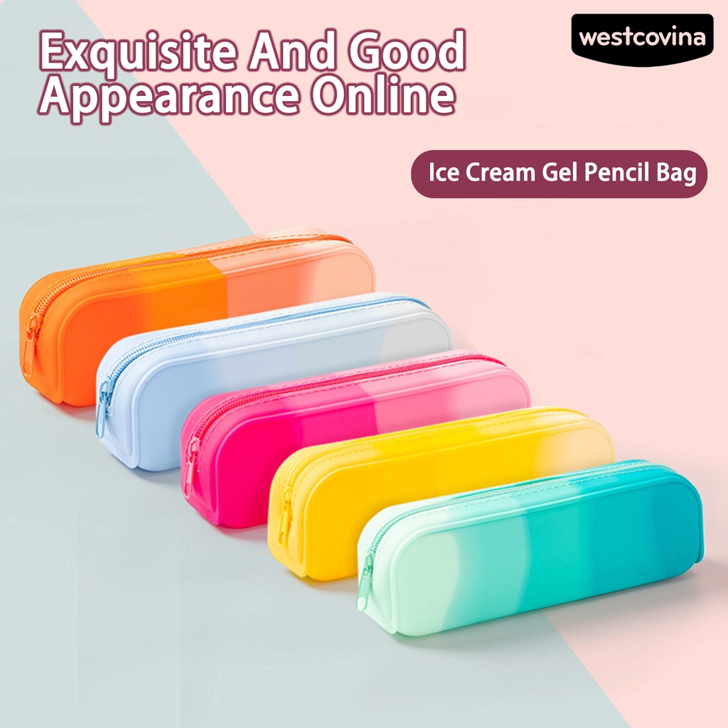 [WSTN]✎Túi Đựng Bút Bằng Silicone Dẻo Chống Nước Có Khóa Kéo Cho Học Sinh