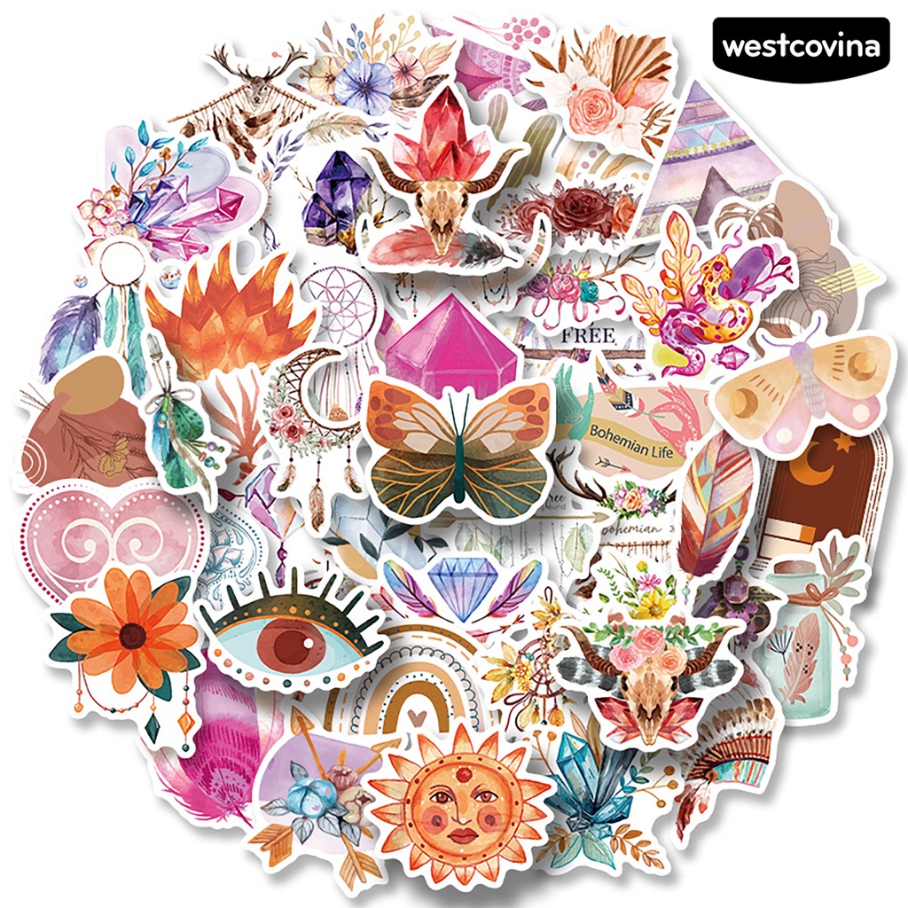 [WSTN]✎Bộ 50 Miếng Dán Tự Dính Bằng PVC Chống Thấm Nước Họa Tiết Graffiti Trang Trí Hành Lý / Ngăn