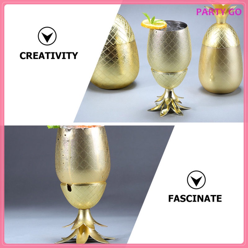 Cốc Uống Nước Bằng Thép Không Gỉ Hình Quả Dứa Phong Cách Hawaiian Cho Trẻ Em