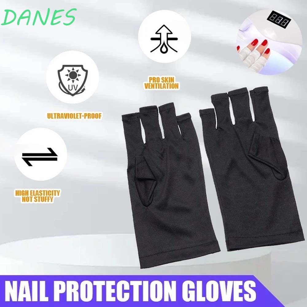 Găng Tay Màu Đen Bằng Sợi Đèn LED UV Chống Bức Xạ Bảo Vệ Móng