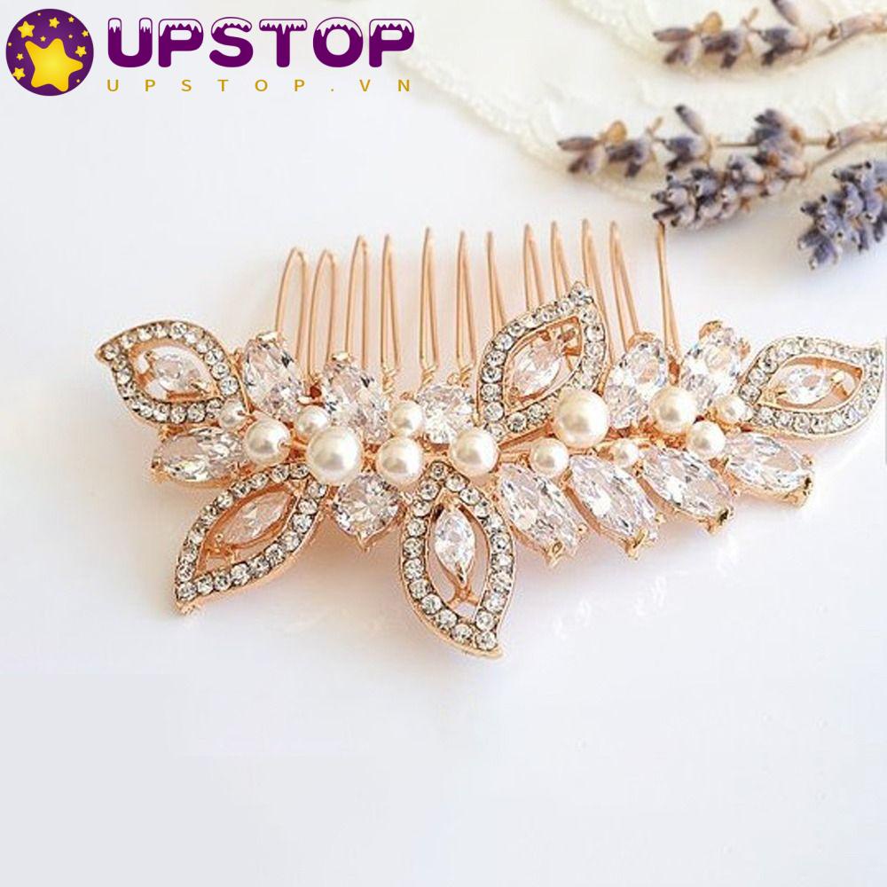 Lược Cài Tóc Hình Vương Miện Đính Pha Lê Sang Trọng Cho Cô Dâu