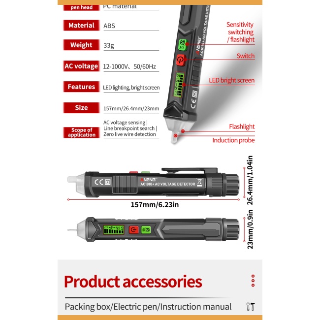 Bút Kiểm Tra Điện Áp Kỹ Thuật Số Không Tiếp Xúc AC Dành Cho Thợ Điện