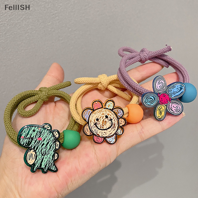 Dây Cột Tóc Acrylic Màu Kẹo Họa Tiết Hoạt Hình Graffiti Phong Cách Hàn Quốc Dễ Thương Dành Cho Bạn Gái 439br